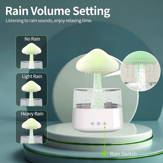 Humidificador, Difusor de Aroma Rain Cloud com Altifalante Bluetooth - OnLike