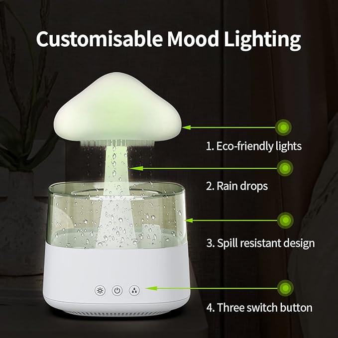 Humidificador, Difusor de Aroma Rain Cloud com Altifalante Bluetooth - OnLike