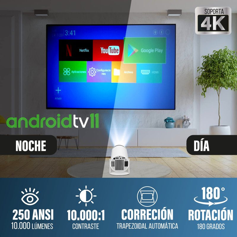 Projetor Android HY300 Plus 180º de Rotação UltraHD - OnLike