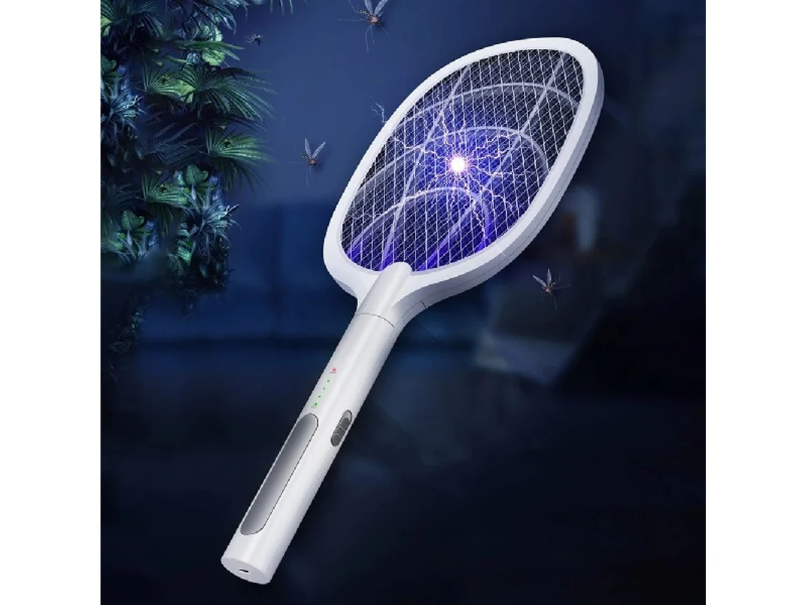 Raquete Elétrica Anti-Mosquitos 2 em 1 com Base - OnLike