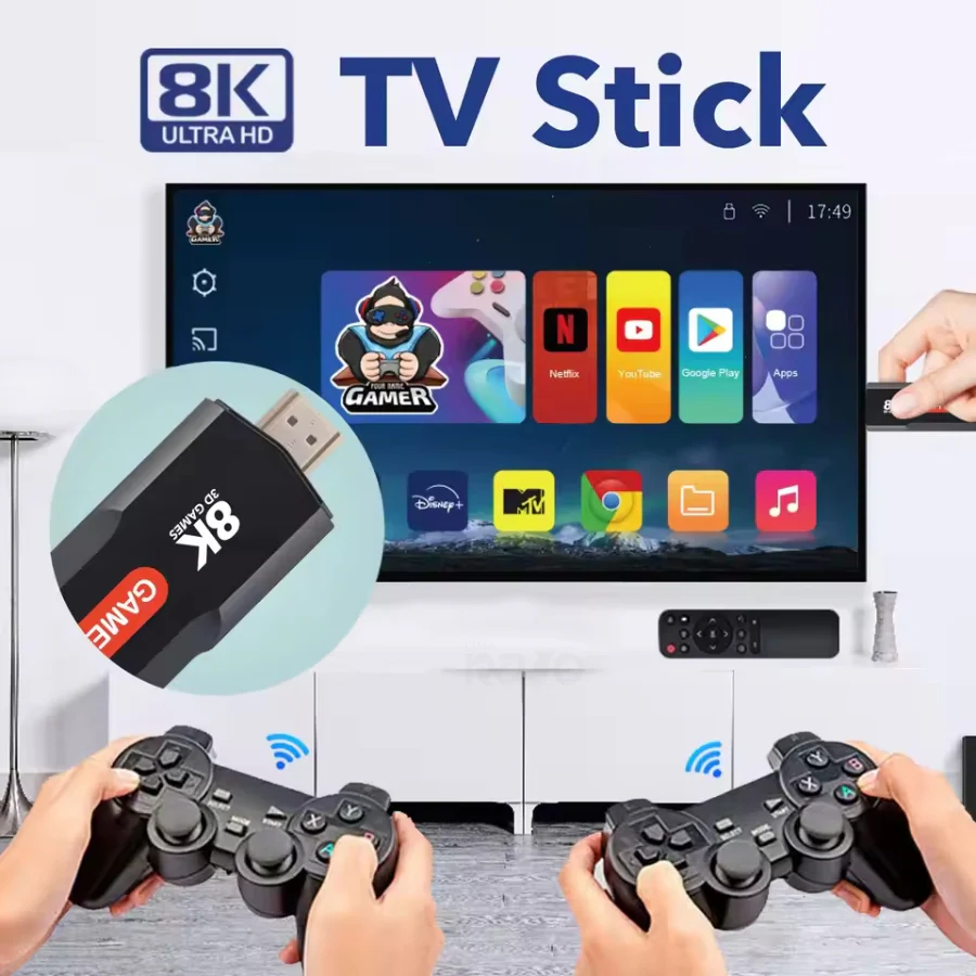 Consola Retro Onlike UltraPlay Stick Android TV 8K Jogos Arcade Comandos Wireless - OnLike