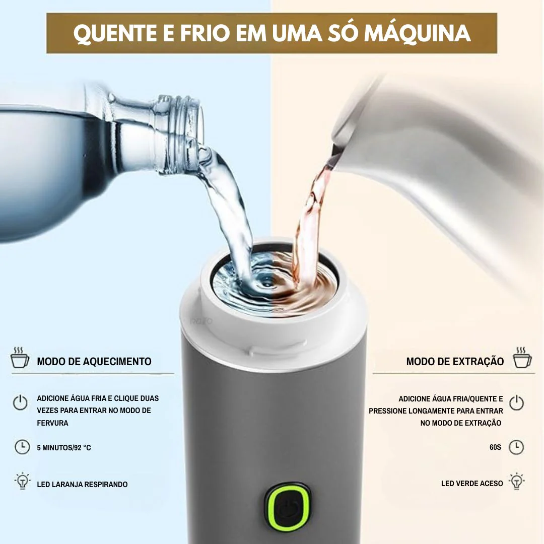 Máquina de Café Portátil 3 em 1 Recarga USB -  Cinza - OnLike