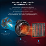 Aquecedor Cerâmico Elétrico com comando 900W-  Preto - OnLike