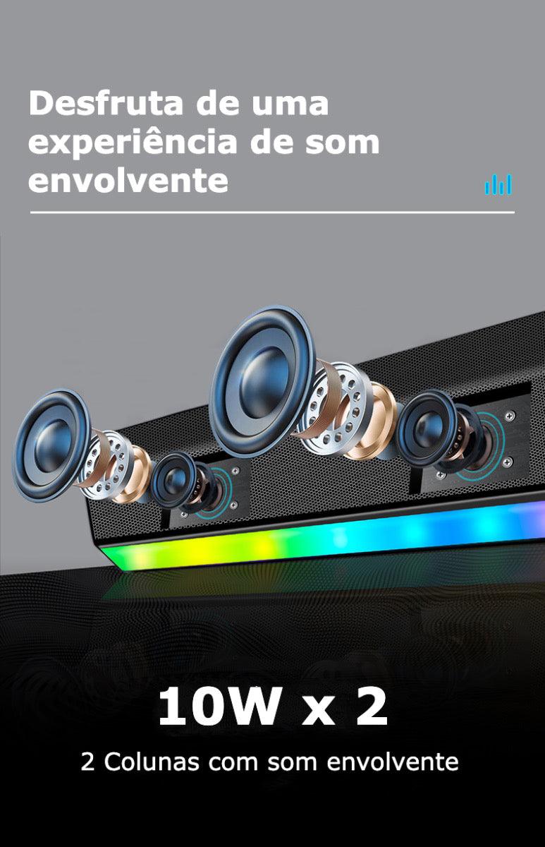 Barra de Som Wireless RGB  KP-557 - OnLike