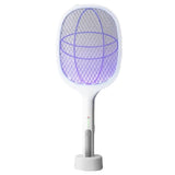 Raquete Elétrica Anti-Mosquitos 2 em 1 com Base