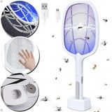 Raquete Elétrica Anti-Mosquitos 2 em 1 com Base